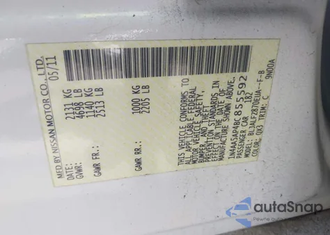 2011 Nissan Maxima 3.5 Sv from USA, damaged, VIN 1N4AA5AP4BC855592